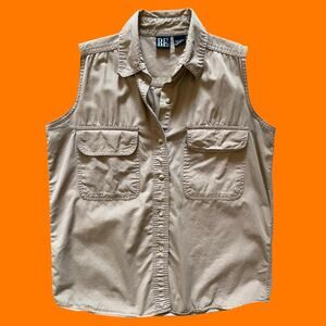 90's vintage earthy minimalist 100% cotton sleeveless blouse SMALL